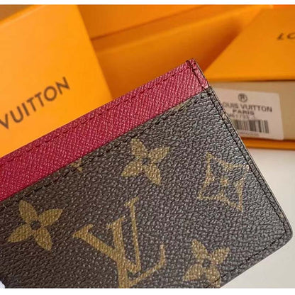 Louis Vuitton LV Unisex Card Holder Wallet Fuchsia Pink Monogram Coated Canvas