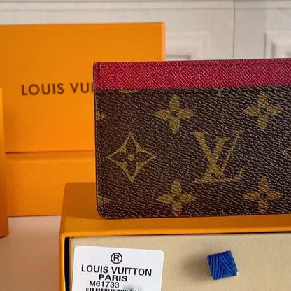 Louis Vuitton LV Unisex Card Holder Wallet Fuchsia Pink Monogram Coated Canvas