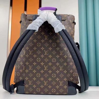 Louis Vuitton LV Unisex Christopher MM Backpack Monogram Macassar Coated Canvas