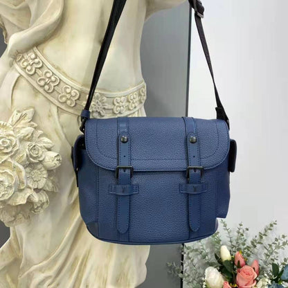Louis Vuitton LV Unisex Christopher Messenger Navy Blue Taurillon Cowhide Leather