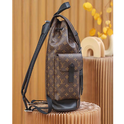 Louis Vuitton LV Unisex Christopher PM Backpack Monogram Canvas Body Flap Opening