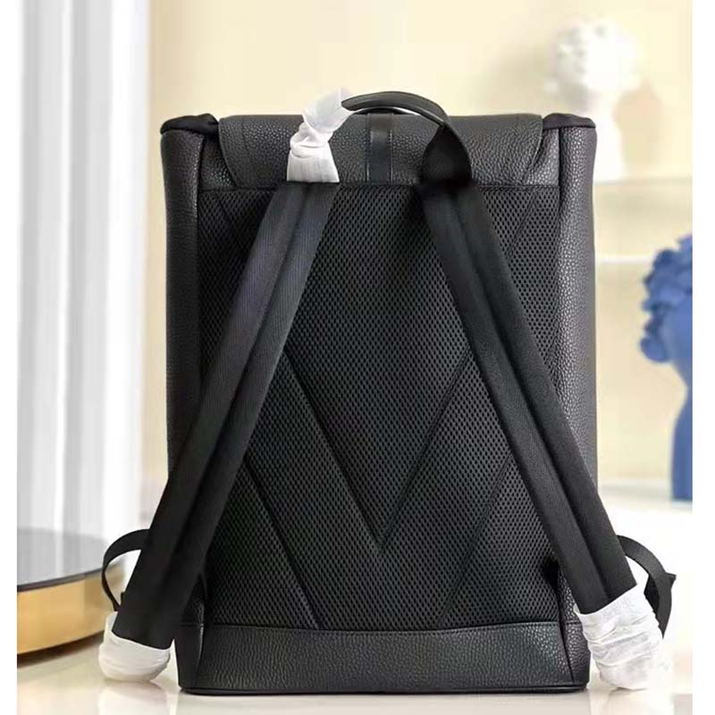 Louis Vuitton LV Unisex Christopher Slim Backpack Black Taurillon Cowhide Leather