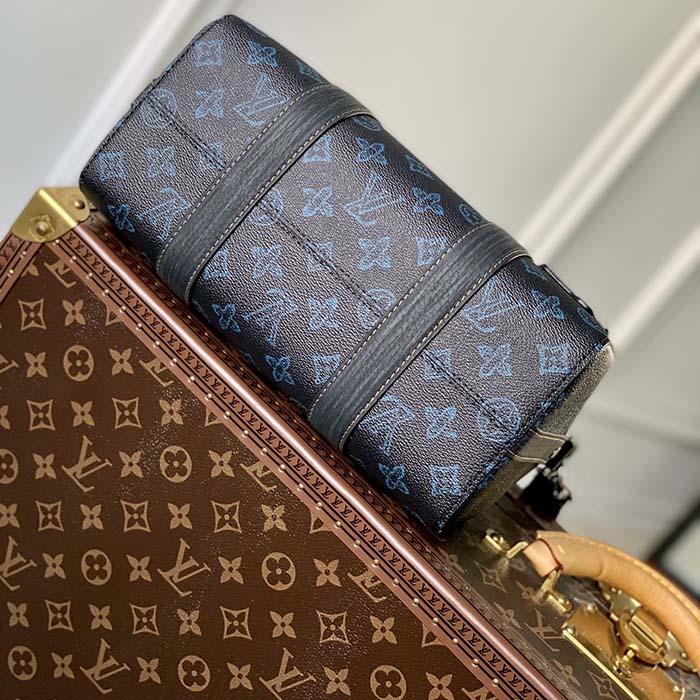 Louis Vuitton LV Unisex City Keepall Bag Blue Monogram Coated Canvas