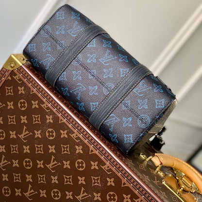 Louis Vuitton LV Unisex City Keepall Bag Blue Monogram Coated Canvas