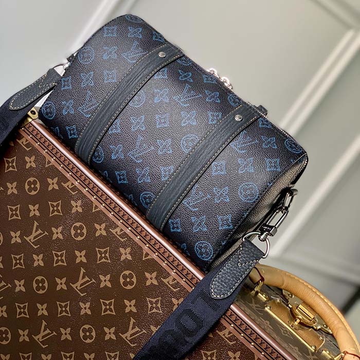 Louis Vuitton LV Unisex City Keepall Bag Blue Monogram Coated Canvas