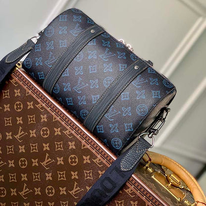 Louis Vuitton LV Unisex City Keepall Bag Blue Monogram Coated Canvas