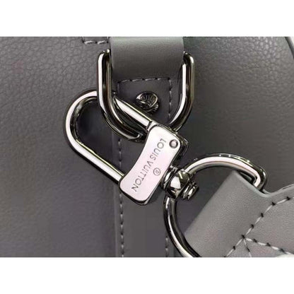 Louis Vuitton LV Unisex City Keepall Bag Gray Aerogram Cowhide Leather Textile Lining