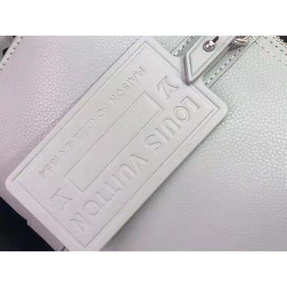 Louis Vuitton LV Unisex City Keepall Bag Gray Aerogram Cowhide Leather Textile Lining