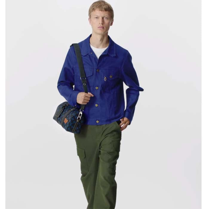 Louis Vuitton LV Unisex City Keepall Blue Monogram Coated Canvas Cowhide