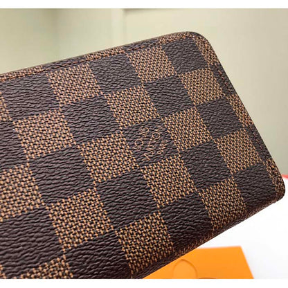 Louis Vuitton LV Unisex Clémence Wallet Brown Pink Damier Ebene Coated Canvas