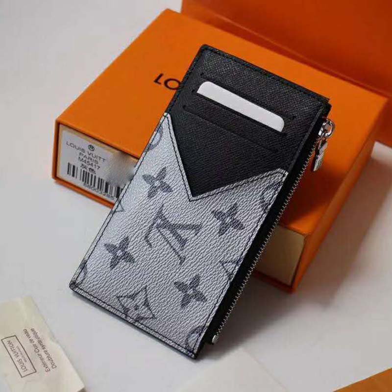 Louis Vuitton LV Unisex Coin Card Holder Monogram Eclipse Coated Canvas