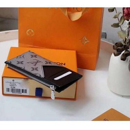 Louis Vuitton LV Unisex Coin Card Holder Monogram Eclipse Coated Canvas