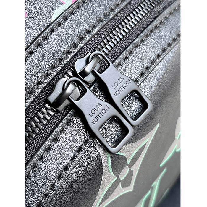 Louis Vuitton LV Unisex Comet Backpack Black Borealis Calf Leather Cowhide Double Zip