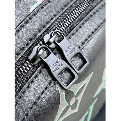 Louis Vuitton LV Unisex Comet Backpack Black Borealis Calf Leather Cowhide Double Zip