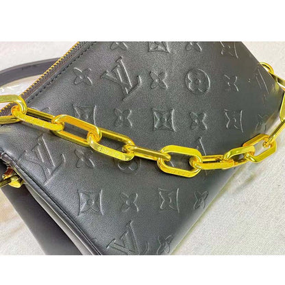 Louis Vuitton LV Unisex Coussin BB Black Monogram-Embossed Puffy Lambskin Calfskin