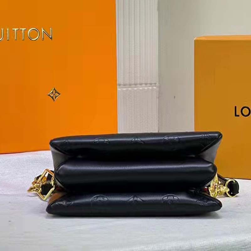 Louis Vuitton LV Unisex Coussin BB Black Monogram-Embossed Puffy Lambskin Calfskin