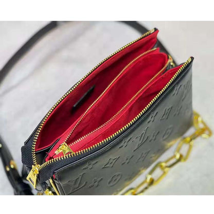 Louis Vuitton LV Unisex Coussin BB Black Monogram-Embossed Puffy Lambskin Calfskin