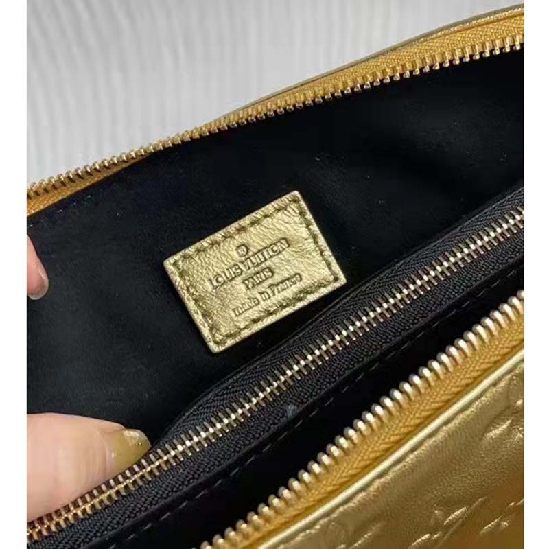 Louis Vuitton LV Women Coussin PM Gold Monogram-Embossed Puffy Lambskin Calfskin