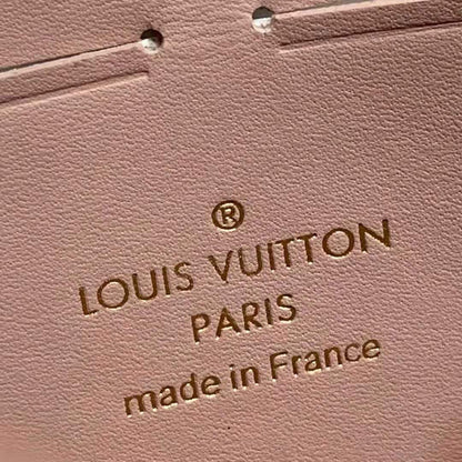 Louis Vuitton LV Unisex Croisette Chain Wallet Rose Ballerine Pink Damier Azur Coated Canvas