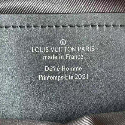 Louis Vuitton LV Unisex Danube PPM Monogram Eclipse Coated Canvas Blue Cowhide Leather