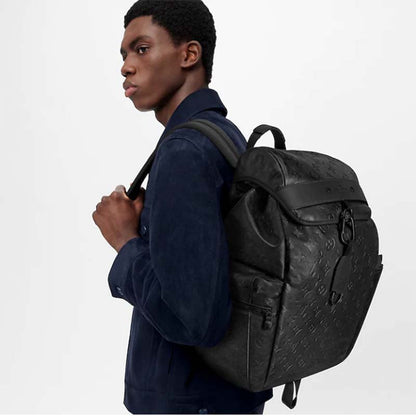 Louis Vuitton LV Unisex Discovery Backpack Black Monogram Shadow Calf Cowhide Leather