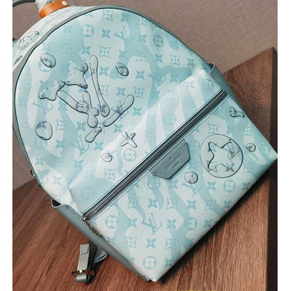 Louis Vuitton LV Unisex Discovery Backpack Crystal Blue Monogram Aquagarden Coated Canvas