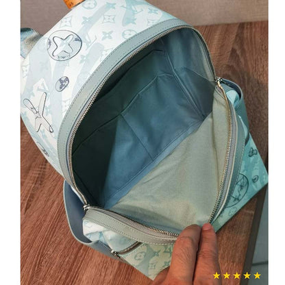 Louis Vuitton LV Unisex Discovery Backpack Crystal Blue Monogram Aquagarden Coated Canvas