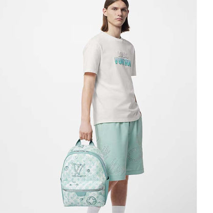 Louis Vuitton LV Unisex Discovery Backpack Crystal Blue Monogram Aquagarden Coated Canvas