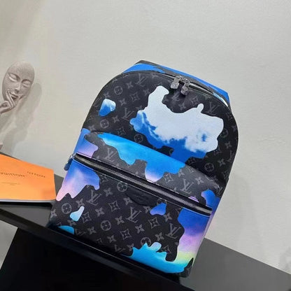 Louis Vuitton LV Unisex Discovery Backpack Sunrise Monogram Eclipse Coated Canvas Cowhide Leather