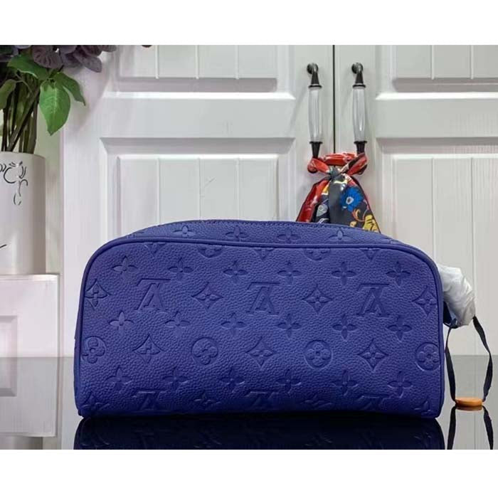 Louis Vuitton LV Unisex Dopp Kit Racing Blue Embossed Taurillon Monogram Cowhide Leather