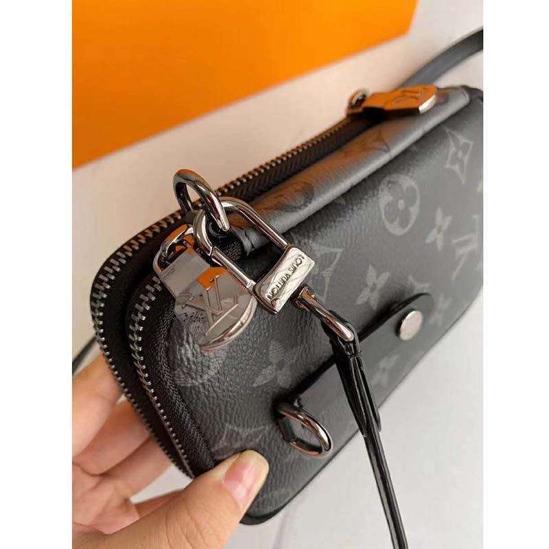 Louis Vuitton LV Unisex Double Phone Pouch Monogram Eclipse Canvas
