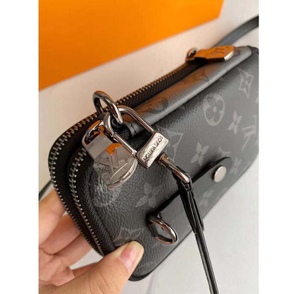 Louis Vuitton LV Unisex Double Phone Pouch Monogram Eclipse Canvas