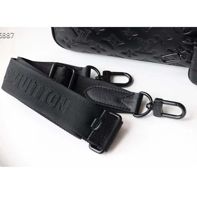 Louis Vuitton LV Unisex Duo Messenger Black Monogram Shadow Calf Leather