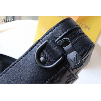 Louis Vuitton LV Unisex Duo Messenger Black Monogram Shadow Calf Leather