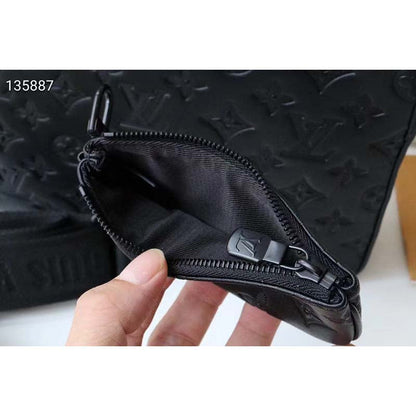 Louis Vuitton LV Unisex Duo Messenger Black Monogram Shadow Calf Leather