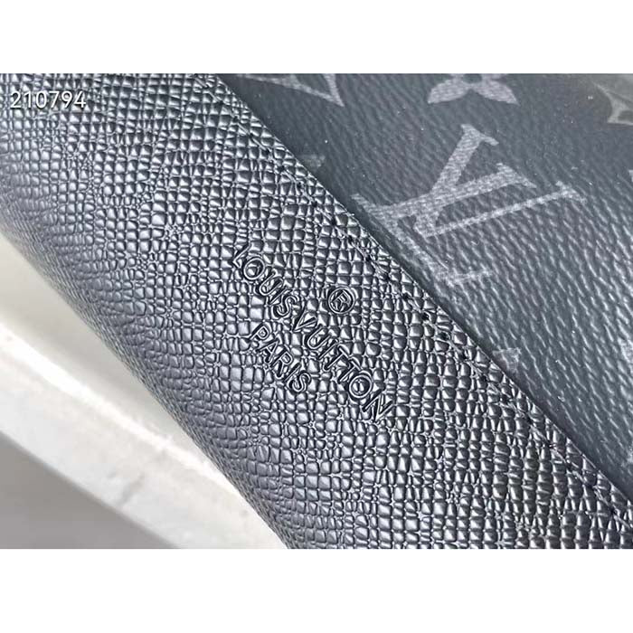 Louis Vuitton LV Unisex Duo Sling Bag Black Monogram Coated Canvas Taiga Cowhide Leather