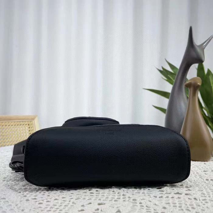 Louis Vuitton LV Unisex Duo Slingbag Black Calf Leather Removable Zipped Pouch