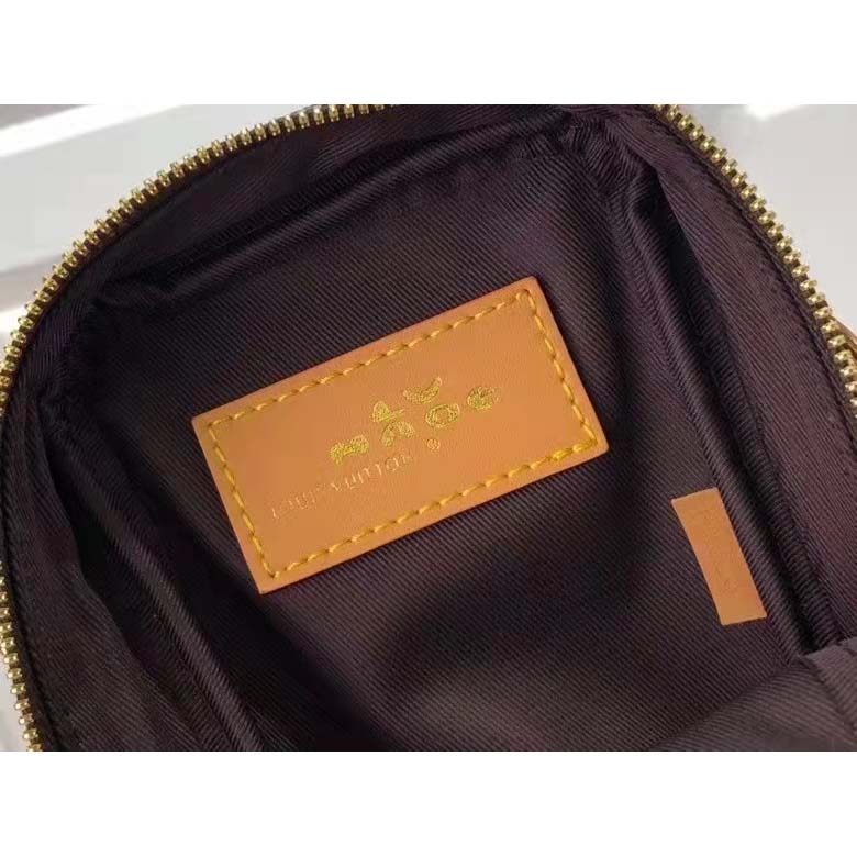Louis Vuitton LV Unisex Flap Double Phone Pouch Monogram Stripes Brown Coated canvas