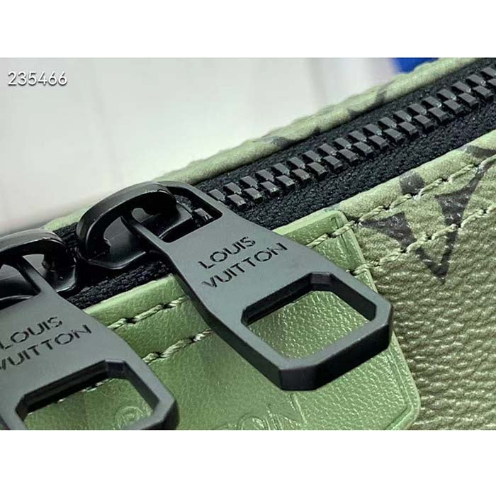 Louis Vuitton LV Unisex Hamac Bag Khaki Green Vermillion Red Monogram Coated Canvas Cowhide Leather