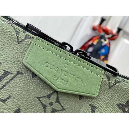 Louis Vuitton LV Unisex Hamac Bag Khaki Green Vermillion Red Monogram Coated Canvas Cowhide Leather