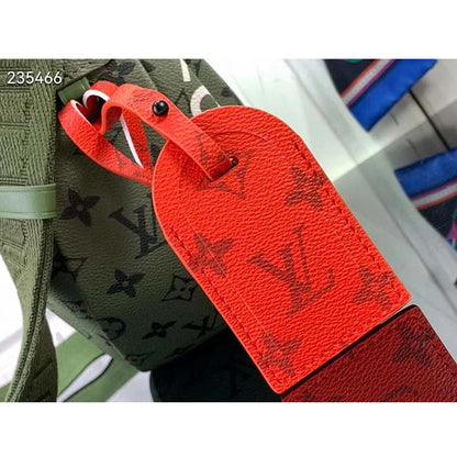Louis Vuitton LV Unisex Hamac Bag Khaki Green Vermillion Red Monogram Coated Canvas Cowhide Leather