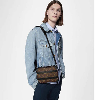 Louis Vuitton LV Unisex Handle Soft Trunk Monogram Macassar Coated Canvas Cowhide Leather