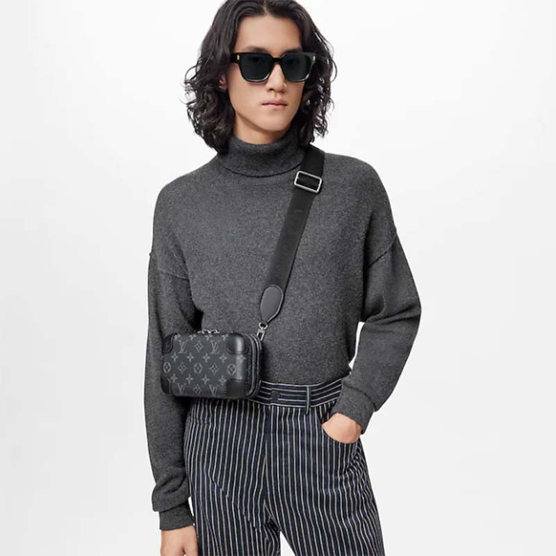 Louis Vuitton LV Unisex Horizon Clutch Black Monogram Eclipse Coated Canvas Textile Cowhide