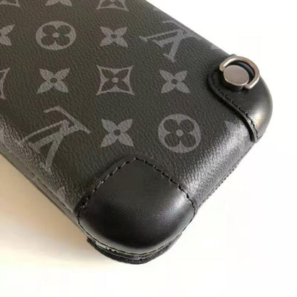 Louis Vuitton LV Unisex Horizon Clutch Monogram Eclipse Coated Canvas Textile Black Cowhide