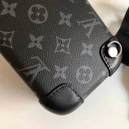 Louis Vuitton LV Unisex Horizon Clutch Monogram Eclipse Coated Canvas Textile Black Cowhide