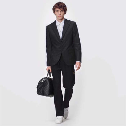 Louis Vuitton LV Unisex Keepall 50 Bandoulière Black Cabin-Size Taiga Cowhide Leather Monogram Eclipse Coated Canvas