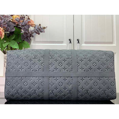 Louis Vuitton LV Unisex Keepall 50 Granite Taurillon Monogram Embossed Cowhide Leather