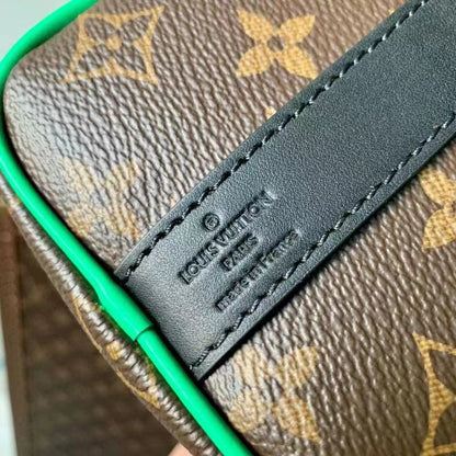 Louis Vuitton LV Unisex Keepall Bandoulière 25 Brown Green Monogram Macassar Coated Canvas