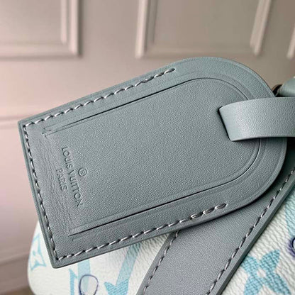 Louis Vuitton LV Unisex Keepall Bandoulière 25 Crystal Blue Monogram Aquagarden Coated Canvas