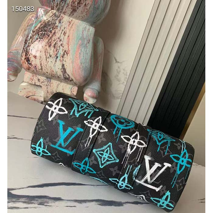 Louis Vuitton LV Unisex Keepall Bandoulière 25 Graffiti Green Monogram Coated Canvas